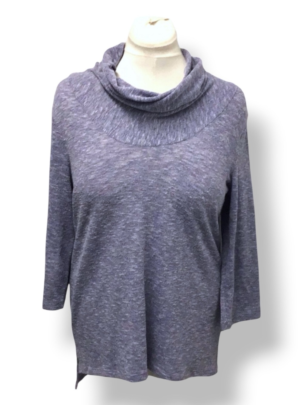 Chico’s Women’s 3/4 Sleeve Cowl Neck Lightweight Knit Sweater, sz US 12